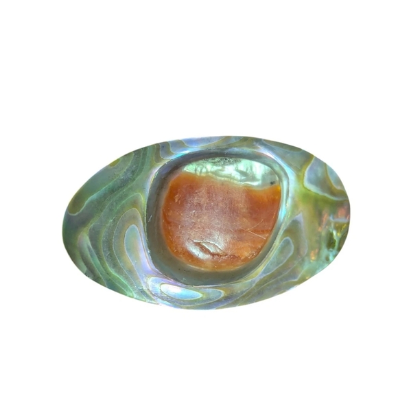 AN15 Stunning Vintage Abalone Orange Blister Pearl Brooch Pin - Picture 1 of 3